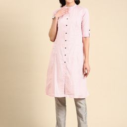 SHOWOFF Ethnic Motifs Printed Pastels Kurta-picture-11