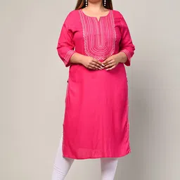 Swasti Women Pink Thread Work Floral Kurta-picture-16