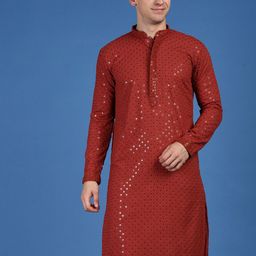 Sanwara Floral Sequins Embroidered Chikankari Cotton Kurta-image-61
