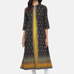 RANGMANCH BY PANTALOONS Women Charcoal Printed Kurta-picture-2