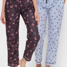 FashionRack Woman Pack of 2 Brown-Multi 100% Cotton Striped Lounge Pants-picture-23