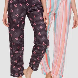 FashionRack Woman Pack of 2 Brown-Multi 100% Cotton Striped Lounge Pants-picture-38