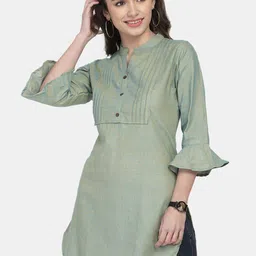 Aarsha Women Green Embroidered Flared Sleeves Pathani Kurta-image-86