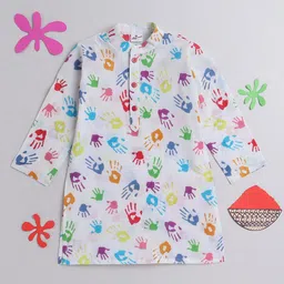 The Magic Wand Boys Printed Mandarin Collar Cotton Kurta-image-26