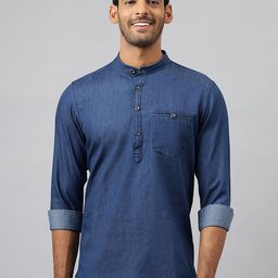 MR BUTTON Mandarin Collar Long Sleeves Short Kurta-image-6