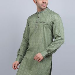 Spring Soul Geometric Printed Band Collar Cotton Straight Kurta-picture-19