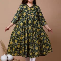 MIRAVAN Plus Size Floral Printed Anarkali  Kurta-image-20
