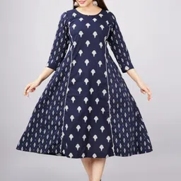 PARCHHAI Women Navy Blue Ethnic Motifs Printed Kurta-image-60