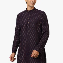 Wintage Men Purple Thread Work Kurta-14