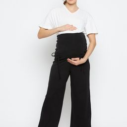 Hypernation Women Black Solid Maternity Lounge Pants-9