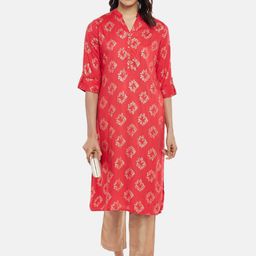 RANGMANCH BY PANTALOONS Women Coral Ethnic Motifs Printed Kurta-picture-6