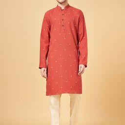 indus route by Pantaloons Geometric Woven Design Pure Cotton Kurta-picture-21