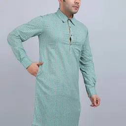 Spring Soul Striped Shirt Collar Cotton Straight Kurta-picture-43