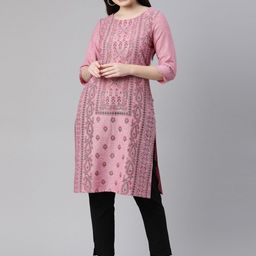 Marcia Women Pink Geometric Thread Work Kurta-24