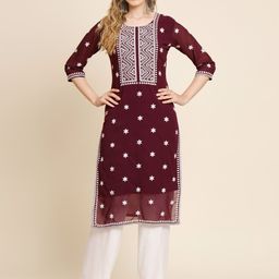 VAIRAGEE Ethnic Motifs Embroidered Thread Work Georgette Kurta-picture-28