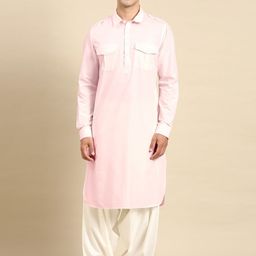 TheEthnic.Co Shirt Collar Roll Up Sleeves Cotton Pathani Kurta-image-40