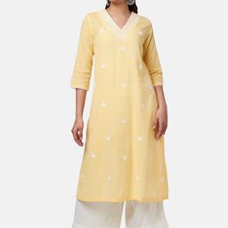 RANGMANCH BY PANTALOONS Women Ethnic Motifs Embroidered V-Neck Kurta-image-32