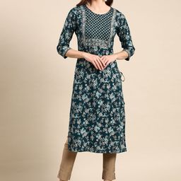 SHOWOFF Floral Printed Round Neck Kurta-picture-37
