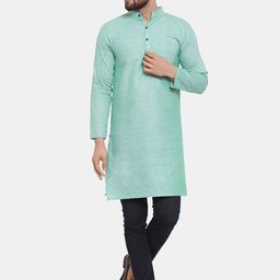 Sayesha Men Green Solid Cotton Kurta-image-83