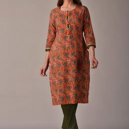 KANNAHI Women Floral Printed Cotton Kurta-image-50