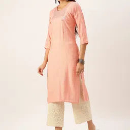 SHOWOFF Floral Yoke Design Cotton straight Kurta-46