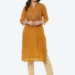 Biba Women Polka Dots Printed Thread Work Kurta-picture-46