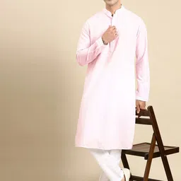 TheEthnic.Co Mandarin Collar Regular Thread Work Cotton Kurta-image-78