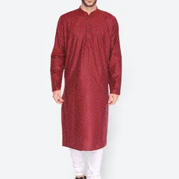 NAMASKAR Men Printed Mandarin Collar Kurta-image-79