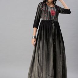 SHOWOFF Abstract Printed Thread Work Anarkali Kurta-15