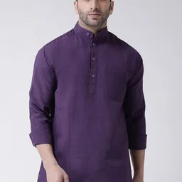 RIAG Men Purple Solid Patchwork Khadi Kurta-picture-48