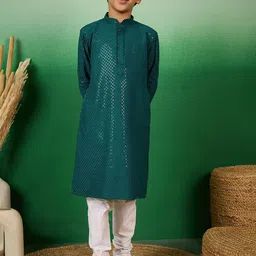 Sangria Boys Embellished Chikankari Straight Kurta-picture-37