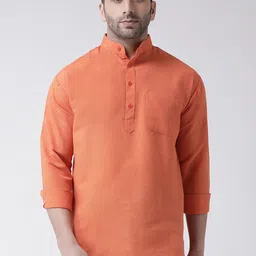 RIAG Men Orange Solid Cotton Short Kurta-picture-36