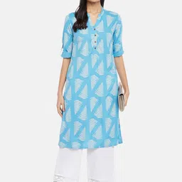 RANGMANCH BY PANTALOONS Women Blue Ethnic Motifs Dyed Kurta-picture-12