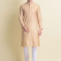 NAMASKAR Men Golden Printed Pure Cotton Kurta-image-73