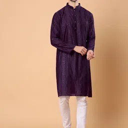 House of Pataudi Ethnic Motifs Embroidered Sequins Straight Kurta-55