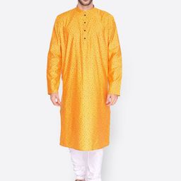 NAMASKAR Men Mandarin Collar Printed Kurta-image-9