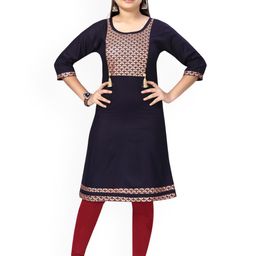 Sangria Girls Printed Cotton Round-Neck StraightKurta-image-12