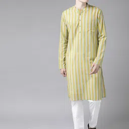 See Designs Men Yellow Striped Kurta-picture-53