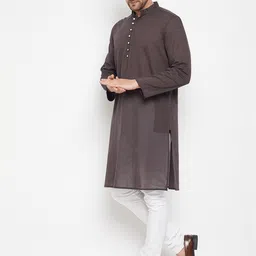 even Men Brown Cotton Dobby Kurta-image-41
