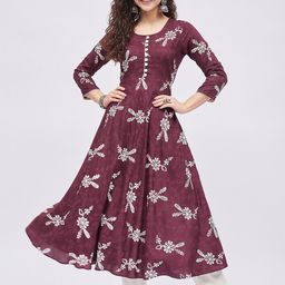 Tissu Women Floral Printed Anarkali Kurta-image-87