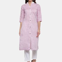 Aarsha Women Purple Solid Straight Fit Cotton Kurta-28