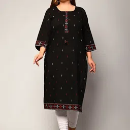 Swasti Women Black Floral Thread Work Floral Kurta-picture-45