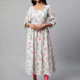 AURELIA Floral Printed Pure Cotton A Line Kurta-image-60