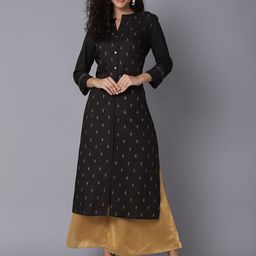 Cantabil Women Olive Green Geometric Embroidered Flared Sleeves Thread Work Kurta-image-13