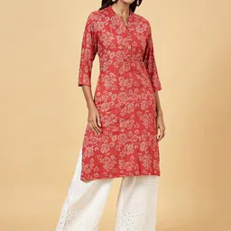 RANGMANCH BY PANTALOONS Floral Printed Mandarin Collar Kurta-21