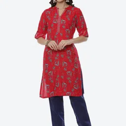 Rangriti Women Red Floral Printed Straight  Kurta-picture-52