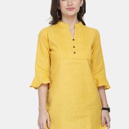 Aarsha Yellow Solid A-Line Pure Cotton Kurti-picture-48