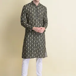 NAMASKAR Men Ethnic Motifs Printed Cotton Kurta-picture-16