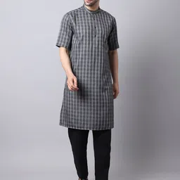 even Men Checked Kurta-picture-3