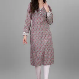 WEAVLLITE Ethnic Motifs Printed Straight Kurta-image-3